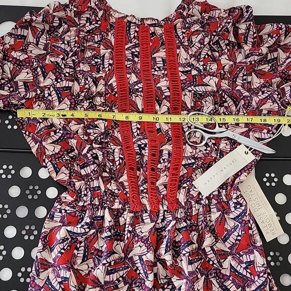 Happy X Nature Kate Hudson Phoenix Butterfly Ruffled Red Mini Dress XXS - Picture 9 of 15